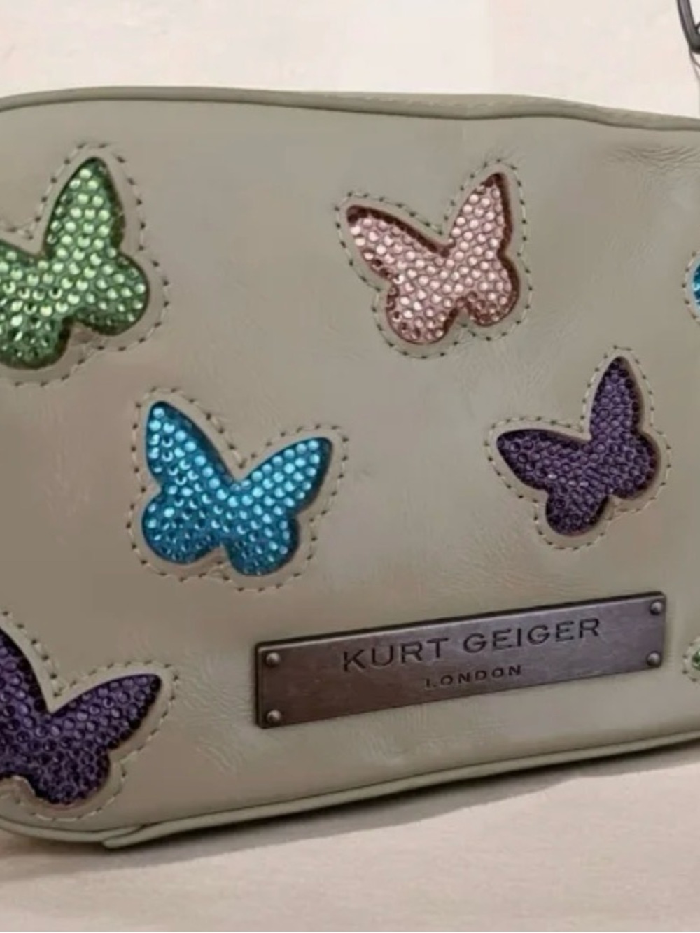 Kurt Geiger Crystal Butterfly Leather Crossbody Camera Bag - Picture 6 of 13
